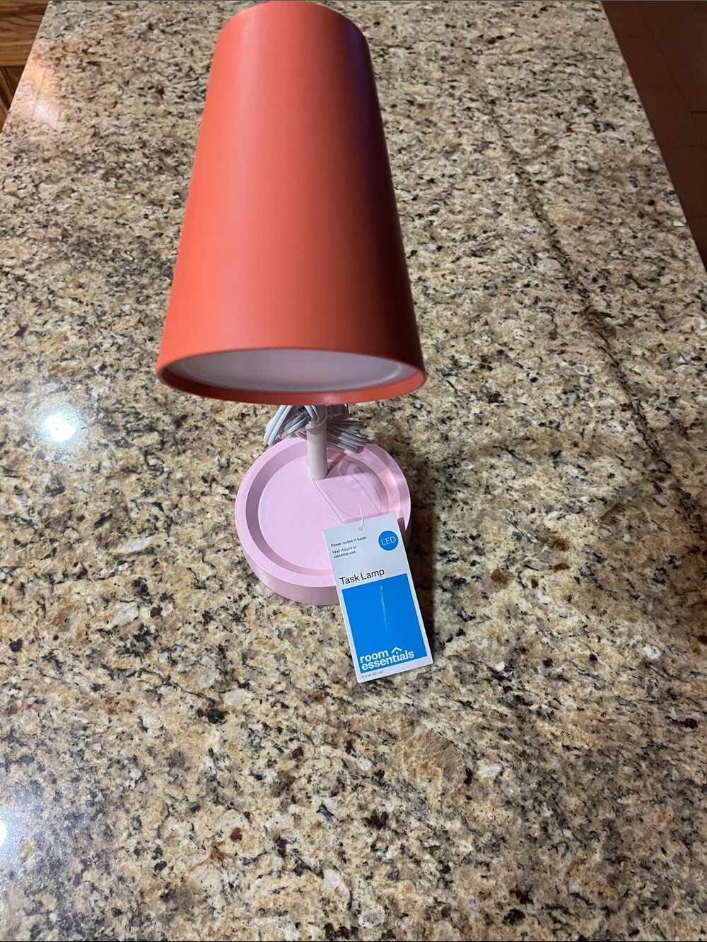 Room Essentials Pink Base with Coral Shade Task Lamp